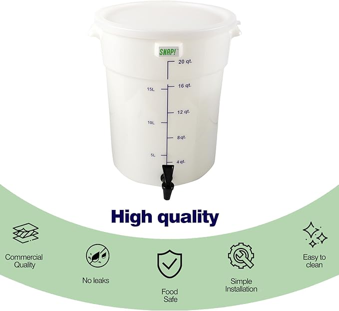 Snap! Cold Brew Round Bucket- 5 gallon Commercial Cold Brew SystemCold Brew Coffee Set-Whtie