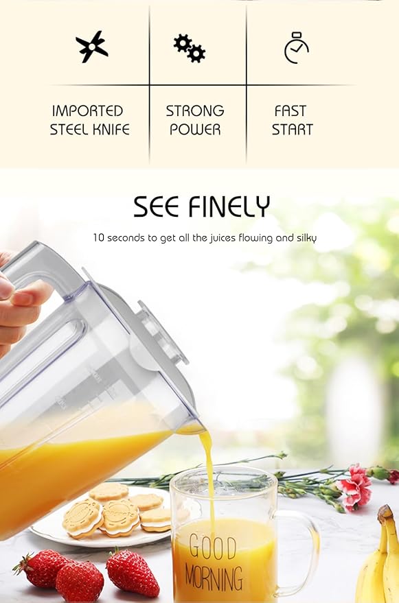 Plastic Fruit Mixer Blender Black Household Semi-Automatic with Grinder Attachment