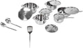 Pssopp Pots &amp Pans Safe Handling Fast Heating Multifunctional Stainless Steel Cookware Set for Home Kitchen Cooking Set Kitchen Utensils