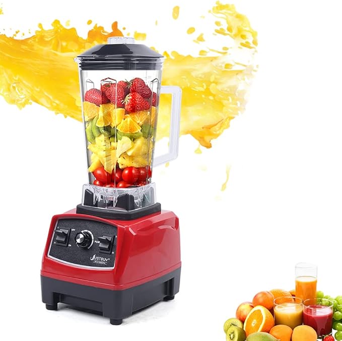 Blender 3HP 2200W Heavy Duty Commercial Grade Blender Mixer Juicer High Power Food Processor Ice Smoothie Bar Fruit Blender(US Stock) (Red)