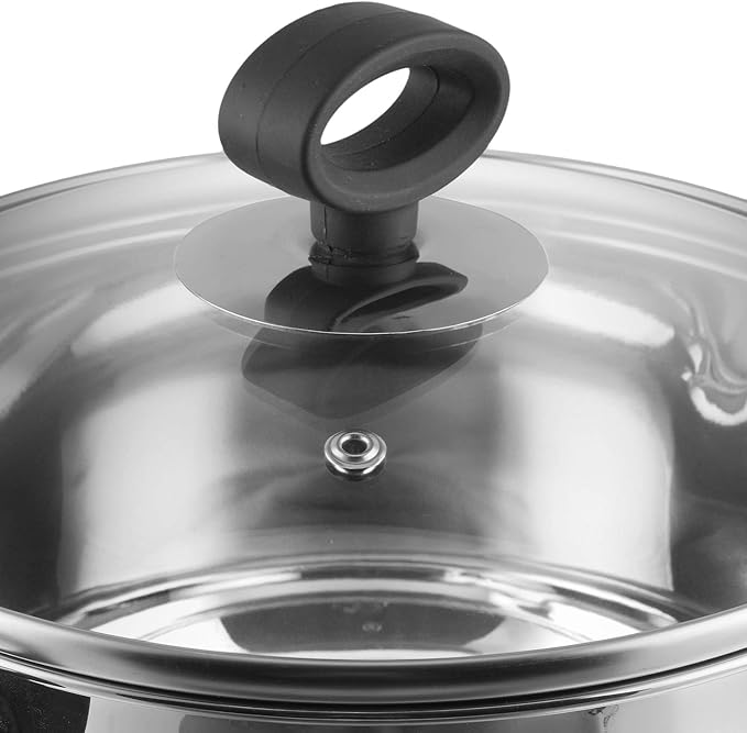 Vinod Stainless Steel Induction Friendly Trento Cookware set-3-Pieces Saucepan (16cm/1.5 Litre) 1- Piece Saucepot (20 cm/ 3 Litre) 1- Piece Deluxe kadai(20 cm/ 1.5 Litre)