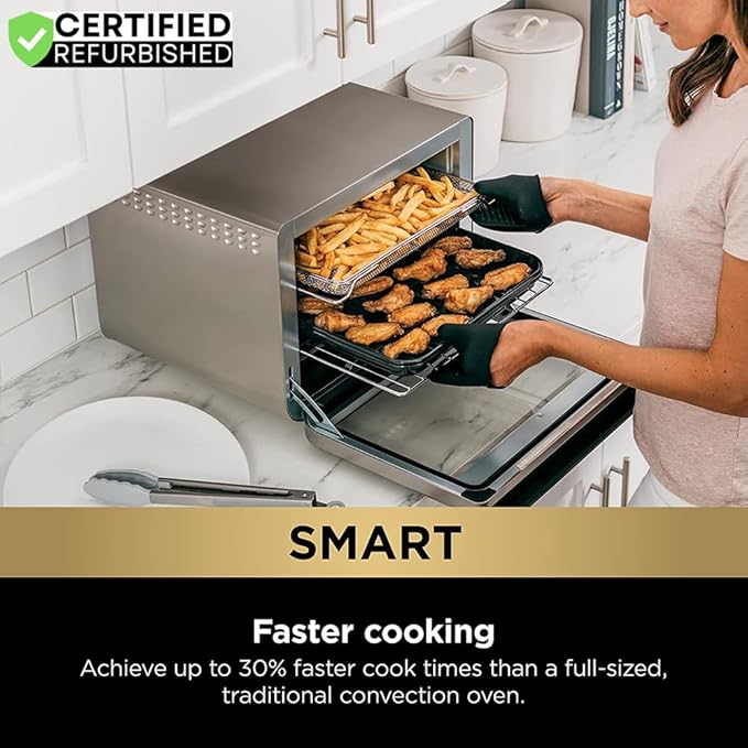Ninja DT2550 Foodi 10-in-1 Smart XL Air Fry Oven (Renewed) Bundle with Deco Chef Pair of Red Heat Resistant Oven Mitt and Cuisinart Advantage 12-Piece Gray Knife Set with Blade Guards