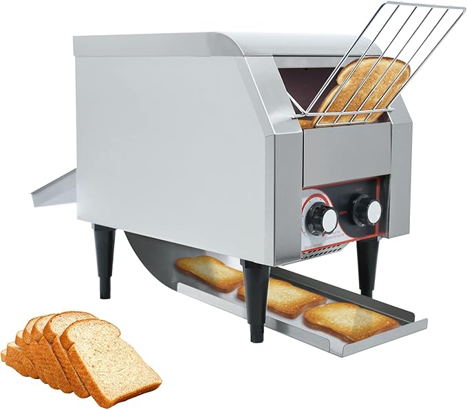 Commercial Toaster Conveyor 150slices/HourStainless Steel Conveyor Toaster for Bun Bagel Bread Heavy Duty with 7 Speed Control/3 Toaster Mode Speed Control/3 Toaster Mode