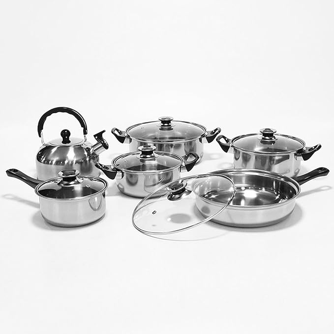 Generic Home Kitchen Cookware Sets Long Handle Pasta Pot Multifunction with Glass Lid 31cm