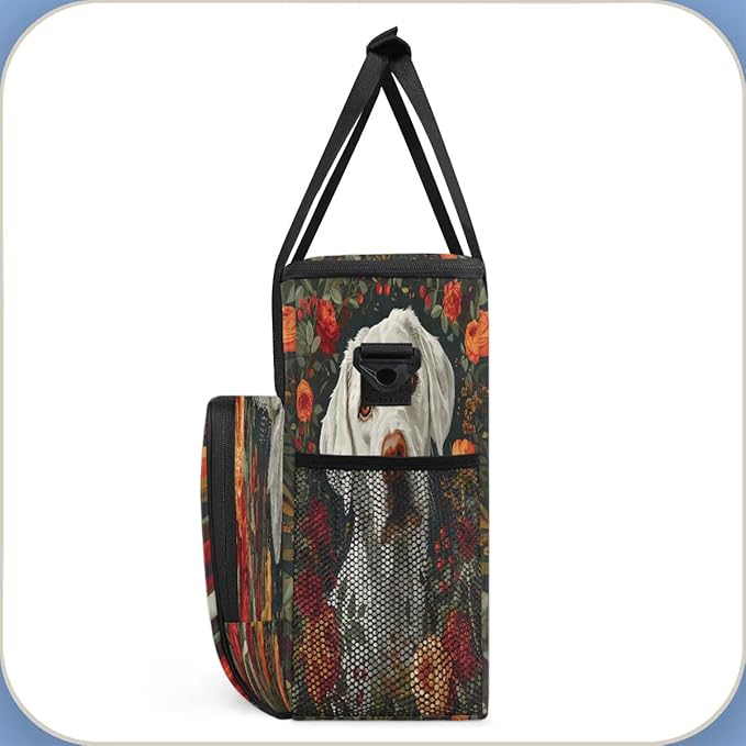 Rose Spring Summer Dog Coffee Maker Travel Bag for K-Mini or K-Mini Plus Single Serve Coffee Brewer Portable Storage Tote Case for Tarvel