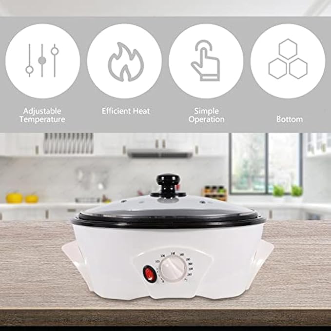 800G Electric Coffee Roaster Machine Coffee Bean Burner with Adjustable Temperature And Timer 0-240℃ Perfect For Coffee Lovers Non-Stick Pan And Easy To Use