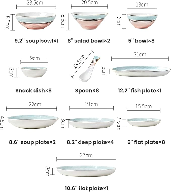 Porcelain Dinnerware Sets Plates and Bowls Sets 43 Pieces Nordic Style Light Luxury Porcelain Dinnerware Set | Phnom Penh Cereal Bowl and St