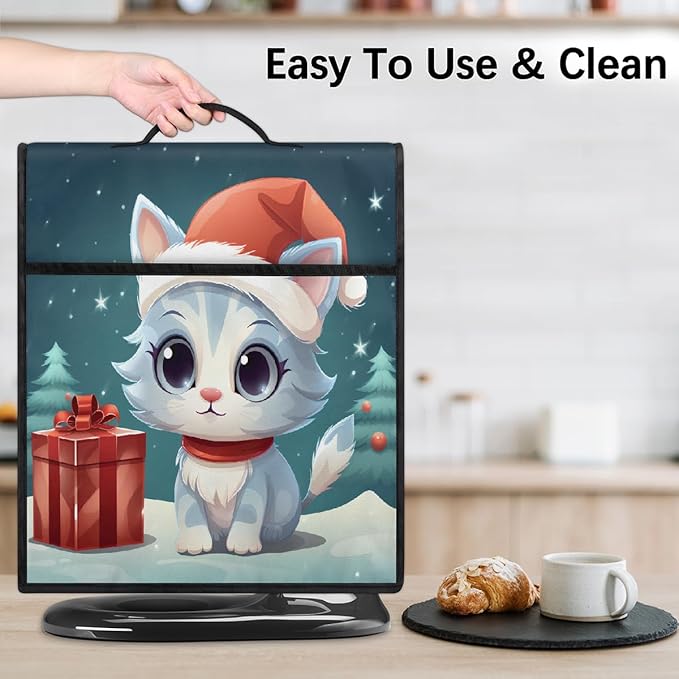 cfpolar Kitchen Aid Mixer Cover Compatible with 6-8 Quarts Christmas Hat Cute Cat Stand Mixer Cover Kitchen Aid Mixers Accessories Appliance Organizer Bag Dust Covers with Zipper Pocket