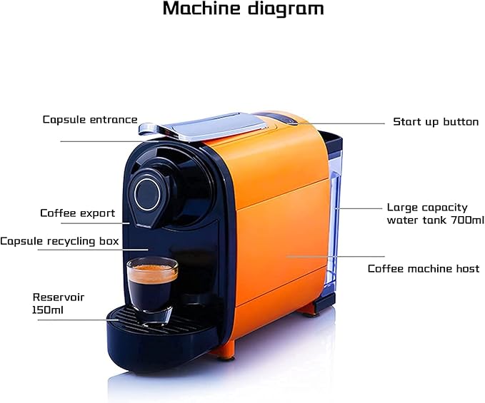 Coffee Machine Capsule Coffee Machine Home Small Automatic Office One-key Extraction And Grinding Integrated Coffee Grinder Orange (Color : White) 20240311