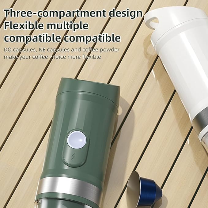 Portable Electric Espresso Coffee Machine Cordless Heat and Cold Brew 3oz Single Serve Mini Coffee Maker with 3-in-1 Coffee Powder/N Sule/DG Sule 20Bar Pump Pressure Reable 9600mAh Battery