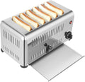 6-Slice Commercial Toaster 1680W Stainless Steel Wide Slot Toaster with Timer &amp Removable Crumb Tray for Restaurant Cafe Bakery Home Kitchen Countertop Use