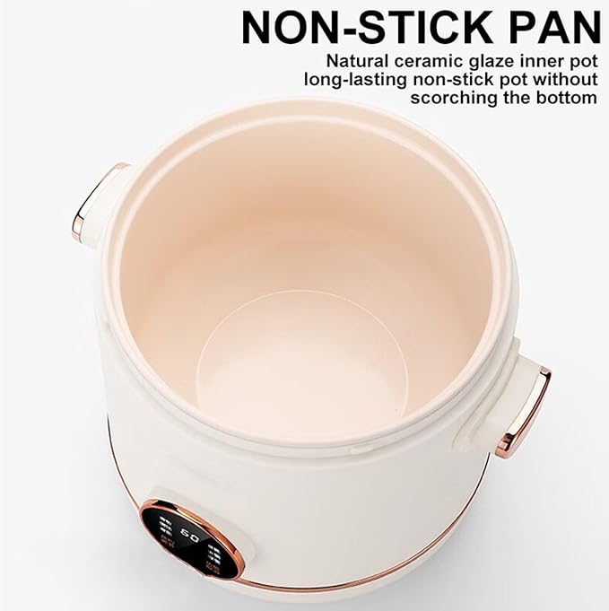 Multifunctional Rice Cooker 2L Capacity Electric Cooker Ceramic Glaze Non-Stick Inner Pot Electric Mini Hot Pot for Dormitory (Color : No stew Pot)