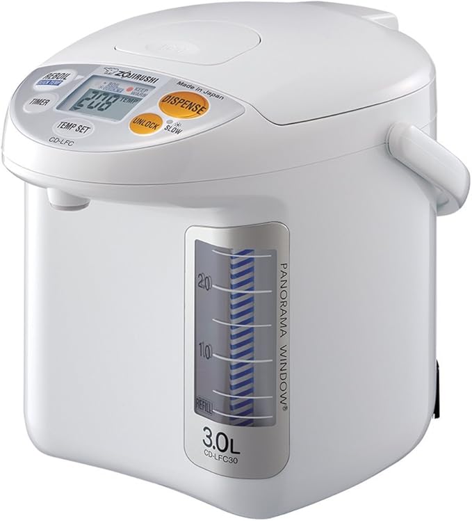 Zojirushi CD-LFC30 Panorama Window Micom Water Boiler and Warmer 101 oz/3.0 L White &amp NS-ZCC10 Neuro Fuzzy Rice Cooker 5.5-Cup White