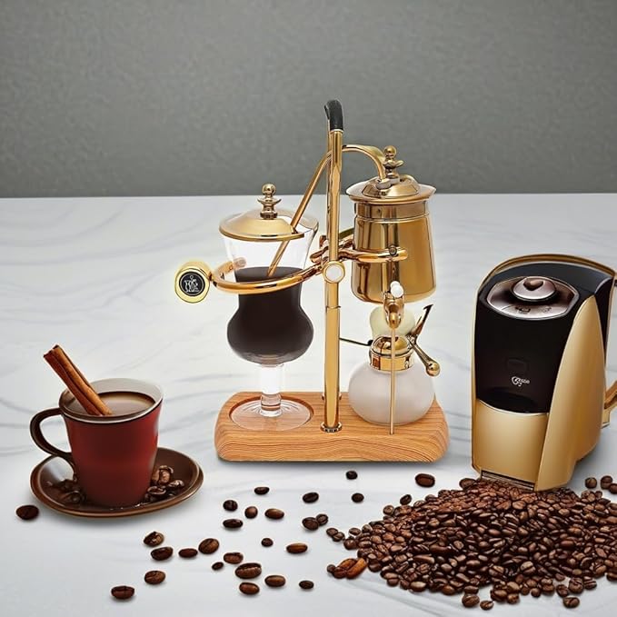 Belgian Syphon Coffee MakerBelgian Coffee PotLuxury Balance Syphon Siphon Coffee Maker (Gold)