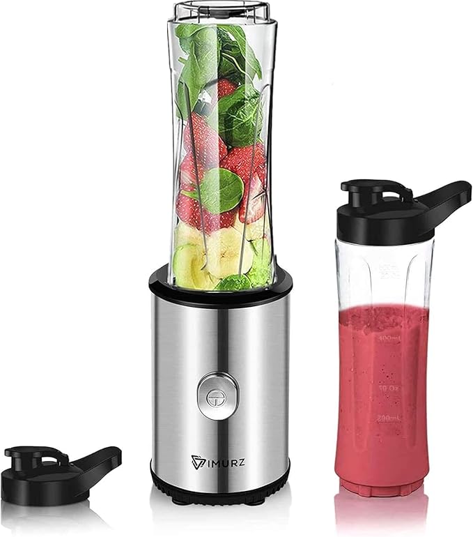Portable Blender &amp Smoothie Maker Personal Mini Blender Electric Mixer with 2x600ml Blending Bottles for SmoothieMilkshake Fruit and Vegetable Drinks Ice