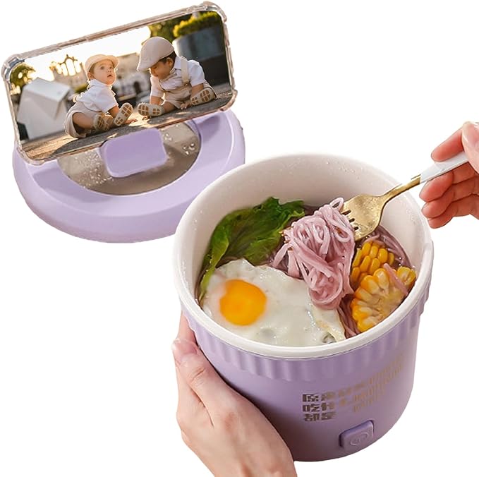 Multifunctional Mini Rice Cooker Smart Automatic Multi-function Electric Hot Pot 1L Small Household Multifunctional All-in-One Pot Soup Porridge Noodle Pot Steaming Stir-Frying (purple)