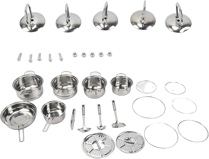 MAVIS LAVEN Stainless Steel Cookware Set Stainless Steel Pot Pan Set with Glass Lids for Gas Induction Cookers Pots Pans Cooking Kit (18Pcs)