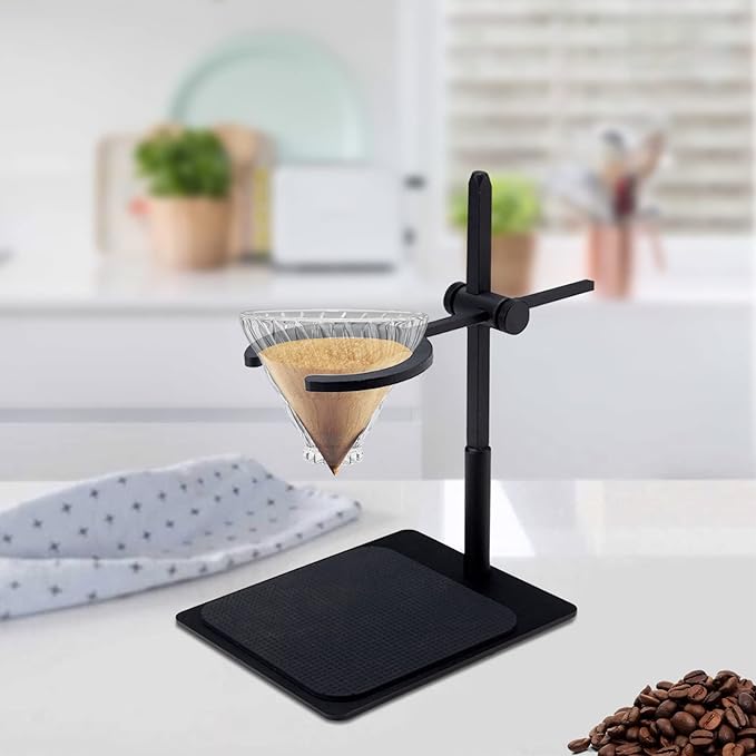 Pour over Stand Coffee Station Aluminum Height Stand Pour-Over Dripper Rack with Non-slip Silicone Pad For Coffee Connoisseurs