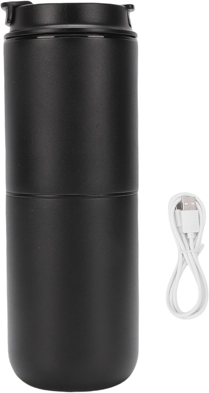 Battery Operated Coffee Maker 350ML Portable Coffee Maker Electric Coffee Maker with Mill Rechargeable Travel Coffee Maker Cordless Coffee Maker with Travel Mug for Camping (Black)