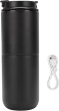 Aramox Portable Electric Coffee Machine 350ML Battery Operated Semi Automatic Coffee Maker with Built in Grinder Fast Heating for Camping Office Travel (Black)