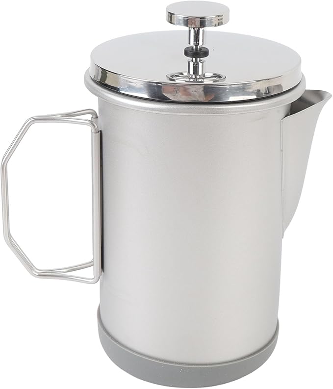 12oz French Press Coffee Maker Portable Stainless Steel 1000ml Hand Brewed Teapot - Durable 304 Steel Multi - Function Filter Ideal for Camping and Travel (Silver)