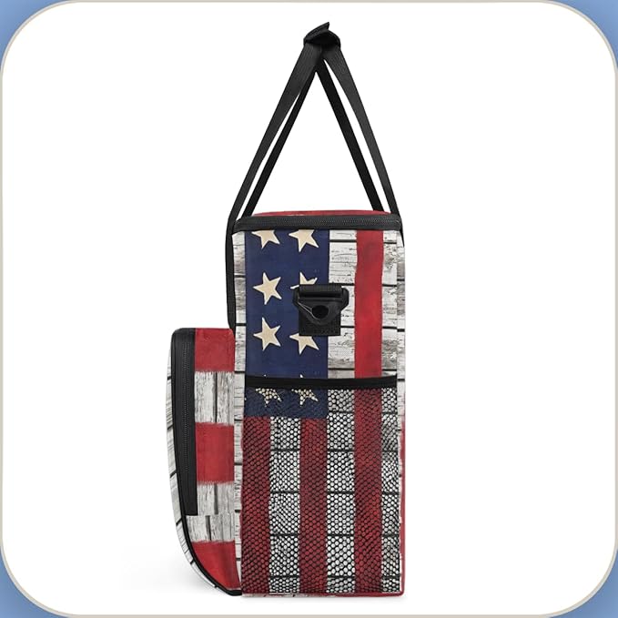 Retro Flag Coffee Maker Carrying Bag Portable Travel Storage Tote Bag Compatible with K-Mini or K-Mini Plus Single Serve Coffee Brewer Carrying Case with Multiple Pockets &amp Shoulder Strap