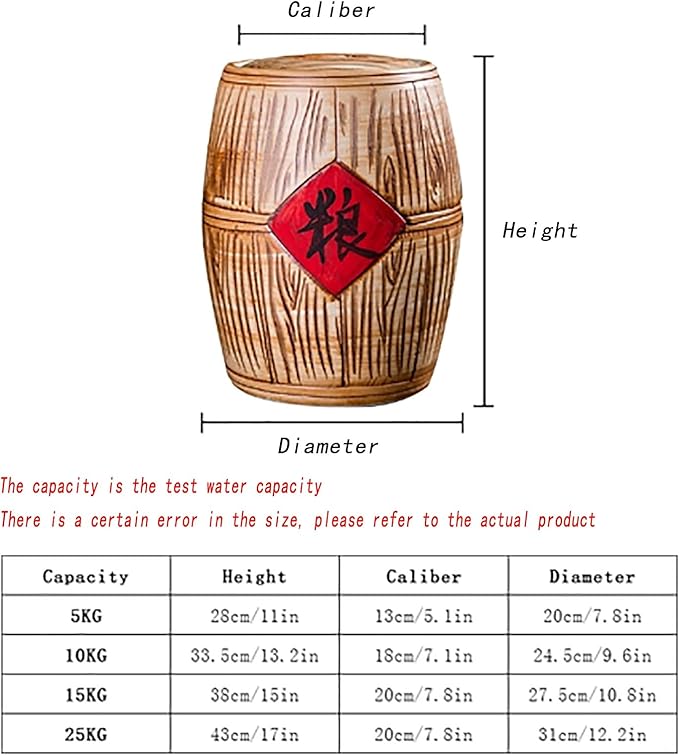 Ceramic Rice Container Grain Dispenser With Lid Ceramic Rice Cylinder Airtight Bulk Food Storage Kitchen &amp Pantry Organization For Rice Household Sealed Large-capacity Rice Pot For Soybeans Corn F