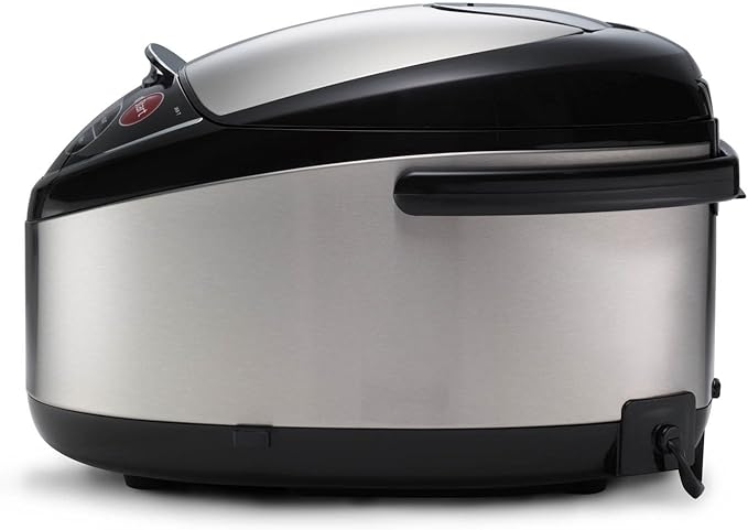 Tiger JAX-T18U-K 10-Cup (Uncooked) Micom Rice Cooker with Food Steamer &amp Slow Cooker Stainless Steel Black