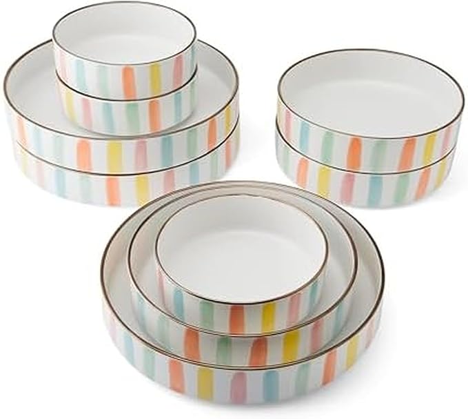 Spring Summer 9 Piece Dinnerware Serving Bowl Set Service for 3