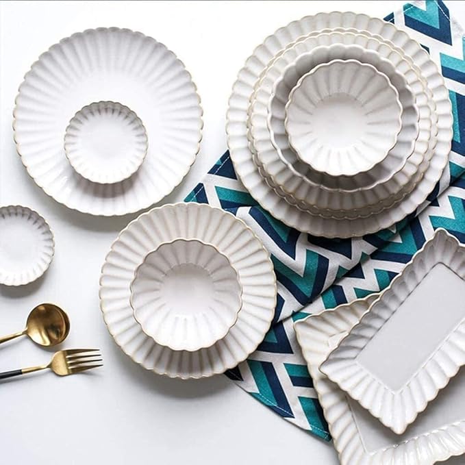 Dinnerware Set Luxury Family Dinner Service Set Ceramics Dinner Set Kitchen and Dining Service Fine Porcelain Kitchen Dinnerware Set Dishwasher Safe Gift14 Piece Set