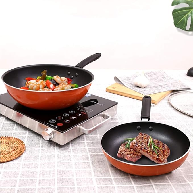 Cookware-Set 3-PieceCooking Pot SetStainless Steelwith Glass-Lids All Types of cookers Induction Gas Ceramic Electric (1Soup Pot 1Milk pan1 Frying pan) Saute pan/B