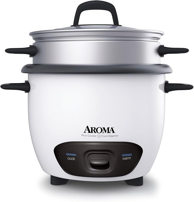 Aroma Housewares 14-Cup (Cooked) (7-Cup UNCOOKED) Pot Style Rice Cooker and Food Steamer (ARC-747-1NG)White