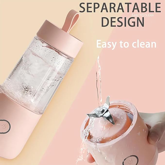 Personal Mini Juice Blender Portable Juicer Cup 350ml with 4 Blades in 304 Stainless Steel 15 Cups Output/Full Charged BPA Free and Easy to Clean for Sports Travel Fishing Fitness