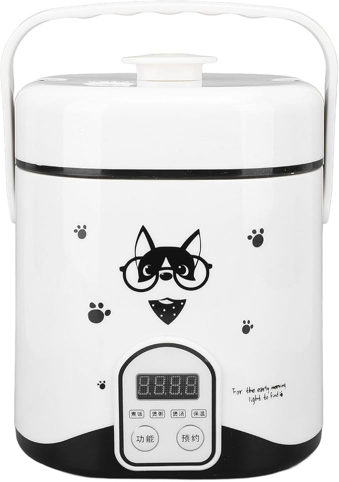 Rice Cooker 1.2L Small Rice Cooker with Non Stick Inner Pot Steaming Plate Rice Spoon 24H Reservation And Temperature Control for Car Camping Travel