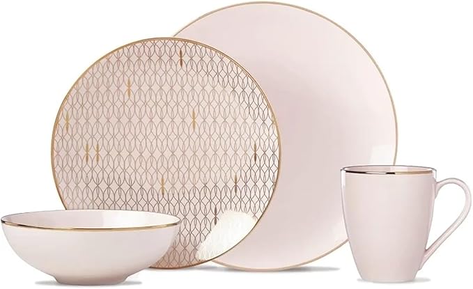 4-Piece Place Setting 5.50 LB Dishes and Plates Sets Round Dinnerware Set Plate Bowl Cup Cutlery