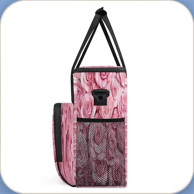 Charming Roses Coffee Maker Carrying Bag Compatible with K-Mini or K-Mini Plus Portable Single Cup Coffee Maker Case with Pockets for K Cup Pods