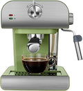 Retro Green Semi-Automatic Espresso Coffee Machine with Milk Frother - 20 Bar Pressure for Home and Office Use