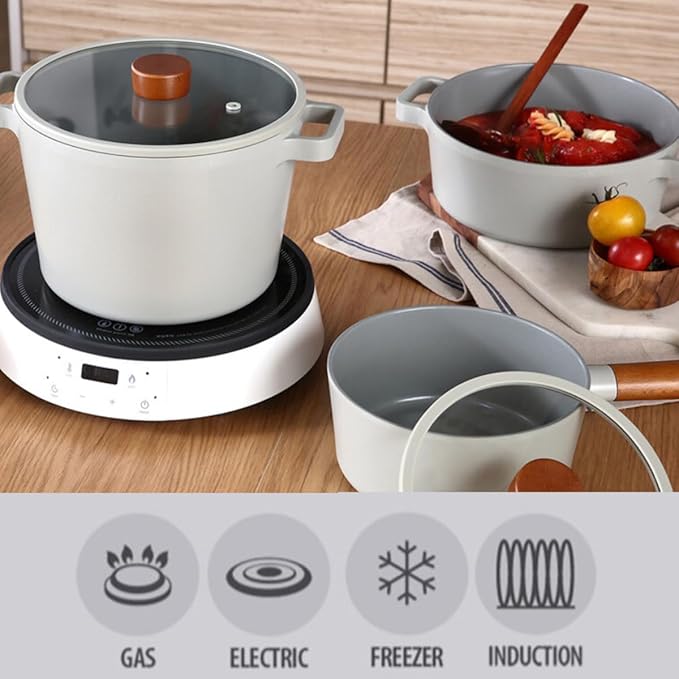 Cookware Set Pots and Pans Set 4Pcs Cookware Set Soup Pot with Lid Wok Frying Pan Ceramic Non-Stick Cooking Pot Set Kitchen Cooking Pot Set Cooking Pan Set