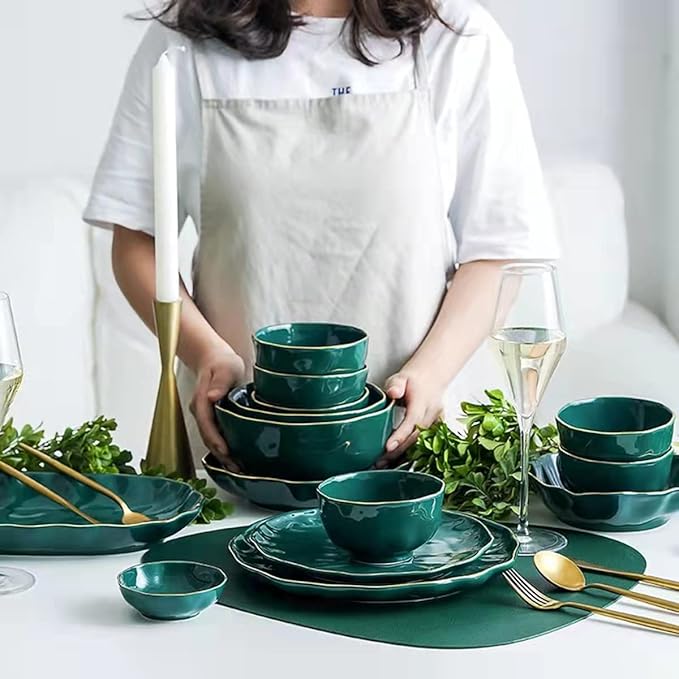 Ceramic Bowls (Set of 4) Nesting Bowls for Space-Saving Storage Great for Cooking Baking Prepping Microwave Safe Mixing Bowl Set