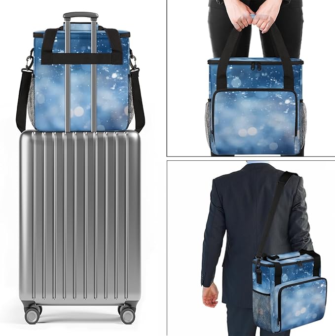 Glitter Coffee Maker Carrying Bag Blue Neon Portable Travel Storage Tote Bag Compatible with K-Mini or K-Mini Plus Single Serve Coffee Brewer Carrying Case with Multiple Pockets &amp Shoulder Strap