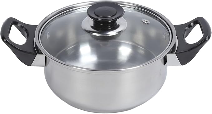 Stainless Steel Cookware Set Pots Pans with Saucepan Stock Pot Non Stick Frying Pan Tea Kettle Black Plastic Handles Complete Kitchen Solution