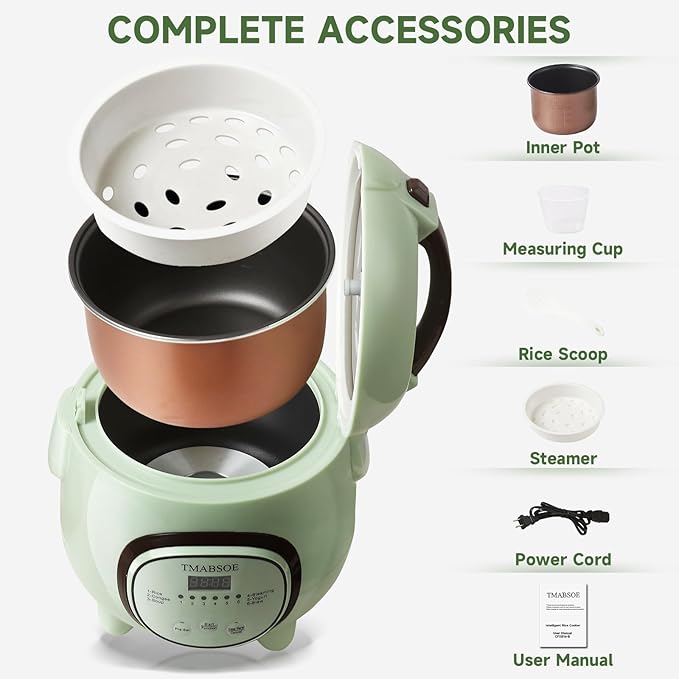Rice Cooker 6 Cup (Cooked) Small Rice Cooker with 6 Cooking modes24-Hr Delay Timer and Auto Keep Warm Function Non-Stick Inner Pot1.6L Suitable For 1-3 People