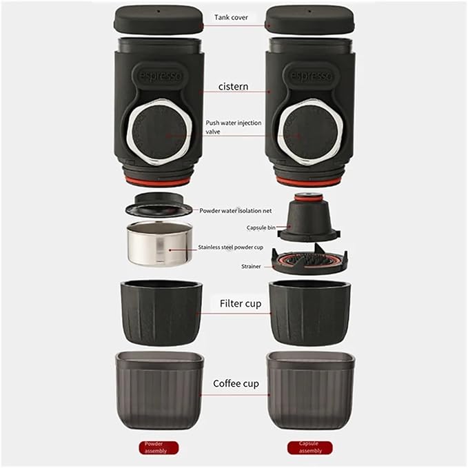 Portable Coffee Machine Portable Espresso Machine For Ground Coffee And Capsules Small Travel Coffee Machine Perfect For Camping Hiking And Offifor Outdoor Travel Picnic