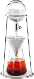 Habiba Iced Drip Coffee Maker Transparent Siphon Coffee Maker Cold Brew Coffee Maker with Stainless Steel Stand 400ml High Borosilicate Glass Top Pot Reusable