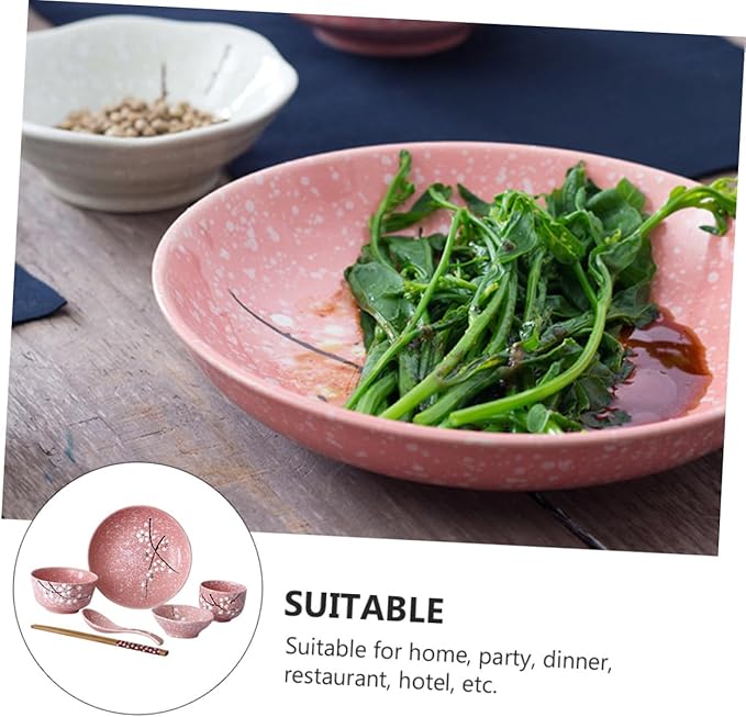 SMASOLO Japanese Ceramic Dinnerware Set 12-Piece Cutlery Kit Elegant Tableware Pink Handles Dishwasher Safe Suitable for Home Dining