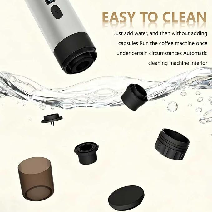 Portable coffee Maker15Bar USB-C Rechargeable Coffee Machine Electric Mini Coffee Maker for Camping Travel Car and Office (brown)