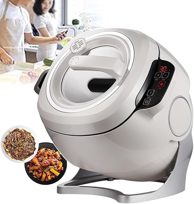 TsoLay Automatic Cooking Machine 1000W 6L Auto Cooking Wok Fried Rice Machine 360° Rotating and 3D All-Round Heating Adjustable 3-Gear Firepower 1 Click Smart Start for Stir Frying Stewing