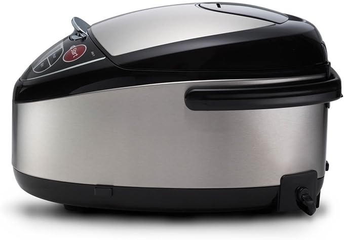 TIGER JAX-T10U-K 5.5-Cup (Uncooked) Micom Rice Cooker and Warmer with Tacook Food Steamer Cooking Tray Technology and 10 Auto-Cook Settings Stainless Steel Black