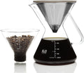 ovalware Pour Over Coffee Maker Set | 17oz / 0.5L Borosilicate Carafe with 304 Stainless Steel Filter and Precision Measuring Cup | Glass Coffee Dripper for Home Brewing