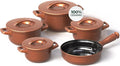 9 Piece Cookware Set Shiny Caramel with Ceramic Lid - Non-toxic Cookware Casserole and Frying Pan Set for Healthy Cooking Dishwasher Safe